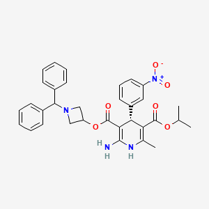 molecular formula C33H34N4O6 B1666254 阿泽尼地平，(R)- CAS No. 722455-08-5