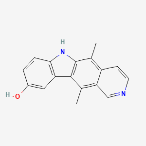 molecular formula C17H14N2O B1666365 5,11-dimethyl-6H-pyrido[4,3-b]carbazol-9-ol CAS No. 51131-85-2