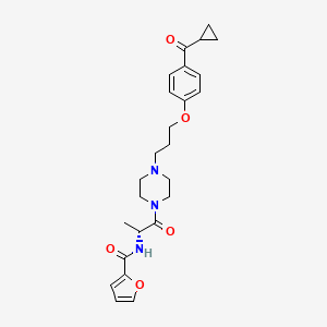 B1666385 N-[(2R)-1-[4-[3-[4-(cyclopropanecarbonyl)phenoxy]propyl]piperazin-1-yl]-1-oxopropan-2-yl]furan-2-carboxamide CAS No. 360551-59-3