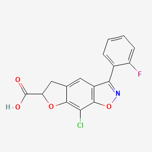 B1666393 8-Chloro-3-(2-fluorophenyl)-5,6-dihydrofuro[3,2-f][1,2]benzoxazole-6-carboxylic acid CAS No. 90247-08-8