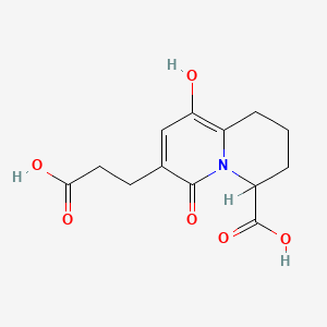 molecular formula C13H15NO6 B1666401 4-Carboxy-1,3,4,6-tetrahydro-9-hydroxy-6-oxo-2H-quinolizine-7-propanoic acid CAS No. 87896-53-5