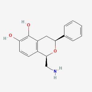 molecular formula C16H17NO3 B1666407 5,6-Dihydroxy-3-phenyl-1-aminomethylisochroman CAS No. 130465-45-1