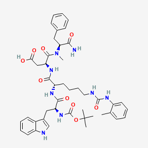 molecular formula C44H56N8O9 B1666408 L-苯丙氨酰胺，N-((1,1-二甲基乙氧基)羰基)-L-色氨酰-N6-(((2-甲基苯基)氨基)羰基)-L-赖氨酰-L-α-天冬酰-Nα-甲基- CAS No. 130408-77-4