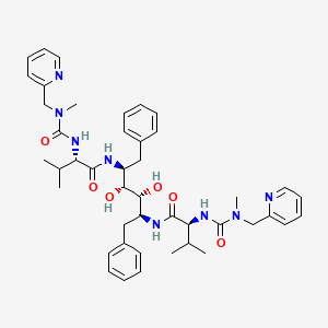 molecular formula C44H58N8O6 B1666409 N-{1-Benzyl-(2R,3R)-2,3-dihydroxy-4-[3-methyl-2-(3-methyl-3-pyridin-2-ylmethyl-ureido)-butyrylamino]-5-phenyl-pentyl}-3-methyl-2-(3-methyl-3-pyridin-2-ylmethyl-ureido)-butyramide CAS No. 134805-77-9