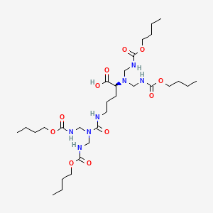 molecular formula C30H57N7O11 B1666455 (S)-4,11-双 ((丁氧羰基) 氨基) 甲基)-10-羧基-5-氧代-2,4,6,11,13-五氮十四烷二酸，1,14-二丁酯 CAS No. 65132-74-3