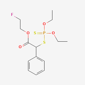 molecular formula C14H20FO4PS2 B1666494 乙酸，巯基苯基-，2-氟乙酯，与 O,O-二乙基二硫代磷酸酯的 S-酯 CAS No. 4681-36-1