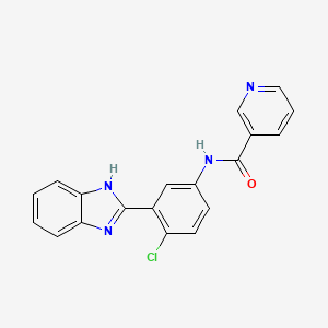 molecular formula C19H13ClN4O B1666512 N-[3-(1H-benzimidazol-2-yl)-4-chlorophenyl]nicotinamide CAS No. 496793-75-0