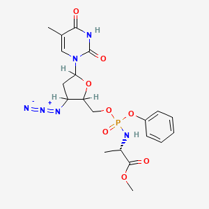 molecular formula C20H26N6O8P B1666515 甲基 (2S)-2-[[[3-叠氮-5-(5-甲基-2,4-二氧嘧啶-1-基)氧杂环-2-基]甲氧基-苯氧基磷酰氧基]氨基]丙酸酯 CAS No. 142629-81-0