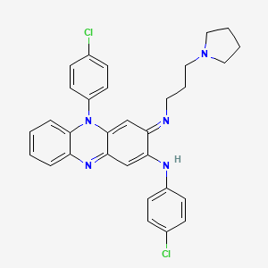 molecular formula C32H30Cl2N4 B1666525 N,5-bis(4-chlorophenyl)-3-(3-pyrrolidin-1-ylpropylimino)phenazin-2-amine CAS No. 111435-97-3