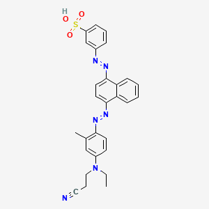 molecular formula C28H26N6O3S B1666571 苯磺酸，3-[[4-[[4-[(2-氰乙基)乙氨基]-2-甲基苯基]偶氮]-1-萘甲基]偶氮]- CAS No. 27452-68-2