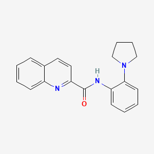 molecular formula C20H19N3O B1666606 2-Quinolinecarboxamide, N-(2-(1-pyrrolidinyl)phenyl)- CAS No. 872011-87-5