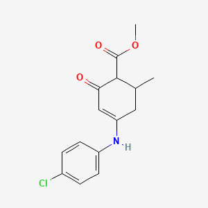 B1666610 Methyl 4-((4-chlorophenyl)amino)-6-methyl-2-oxo-3-cyclohexene-1-carboxylate CAS No. 142458-16-0