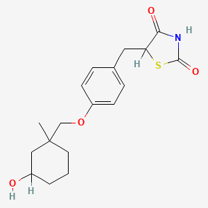 molecular formula C18H23NO4S B1666611 2,4-噻唑烷二酮，5-((4-((3-羟基-1-甲基环己基)甲氧基)苯基)甲基)- CAS No. 87858-57-9