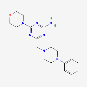 molecular formula C18H25N7O B1666626 s-三嗪，2-氨基-4-吗啉代-6-((4-苯基-1-哌嗪基)甲基)- CAS No. 21868-47-3