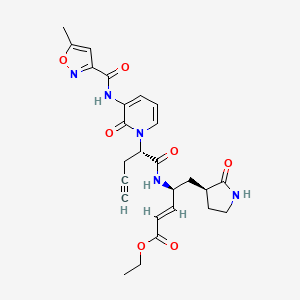 molecular formula C26H29N5O7 B1666633 （E，4S）-4-[[（2S）-2-[3-[(5-甲基-1,2-恶唑-3-羰基）氨基]-2-氧代吡啶-1-基]戊-4-炔酰]氨基]-5-[(3S）-2-氧代吡咯烷-3-基]戊-2-烯酸乙酯 CAS No. 343565-99-1
