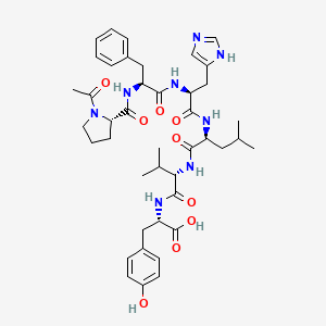 molecular formula C42H56N8O9 B1666634 L-酪氨酸，N-(N-(N-(N-(N-(1-乙酰基-L-脯氨酰)-L-苯丙氨酰)-L-组氨酰)-L-亮氨酰)-L-缬氨酰)- CAS No. 121520-99-8