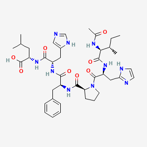 molecular formula C40H56N10O8 B1666636 (2S)-2-[[(2S)-2-[[(2S)-2-[[(2S)-1-[(2S)-2-[[(2S,3S)-2-乙酰氨基-3-甲基戊酰基]氨基]-3-(1H-咪唑-2-基)丙酰基]吡咯烷-2-羰基]氨基]-3-苯基丙酰基]氨基]-3-(1H-咪唑-5-基)丙酰基]氨基]-4-甲基戊酸 CAS No. 121521-00-4