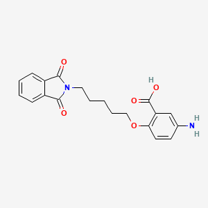 molecular formula C20H20N2O5 B1666653 苯甲酸，5-氨基-2-((5-(1,3-二氧代异吲哚啉-2-基)戊基)氧基)- CAS No. 13737-98-9