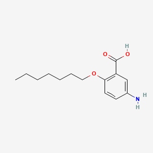 molecular formula C14H21NO3 B1666657 苯甲酸，5-氨基-2-(庚氧基)- CAS No. 13737-92-3