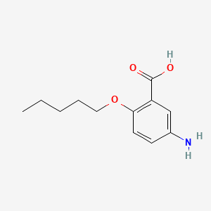 molecular formula C12H17NO3 B1666661 苯甲酸，5-氨基-2-(戊氧基)- CAS No. 13737-91-2
