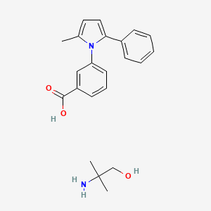 molecular formula C22H26N2O3 B1666668 苯甲酸，间-(2-甲基-5-苯基吡咯-1-基)-，与 2-氨基-2-甲基-1-丙醇 (1:1) 的化合物 CAS No. 26180-47-2