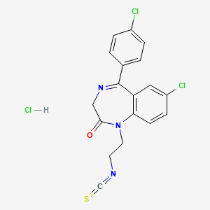 B1666713 2H-1,4-Benzodiazepin-2-one, 7-chloro-5-(4-chlorophenyl)-1,3-dihydro-1-(2-isothiocyanatoethyl)-, monohydrochloride CAS No. 103625-22-5