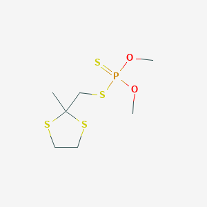 molecular formula C7H15O2PS4 B1666720 O,O-二甲基 S-((2-甲基-1,3-二硫杂环-2-基)甲基)磷二硫酸酯 CAS No. 1012-62-0
