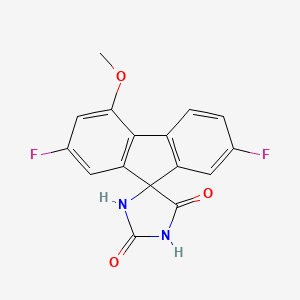 molecular formula C16H10F2N2O3 B1666752 螺(9H-芴-9,4'-咪唑烷)-2',5'-二酮，2,7-二氟-4-甲氧基- CAS No. 126048-33-7