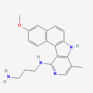 molecular formula C20H22N4O B1666798 3-甲氧基-7H-8-甲基-11-((3'-氨基)丙氨基)苯并(e)吡啶并(4,3-b)吲哚 CAS No. 133712-11-5