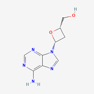 molecular formula C9H11N5O2 B1666816 9-((2R,4S)-4-(Hydroxymethyl)-2-oxetanyl)adenine CAS No. 126170-40-9