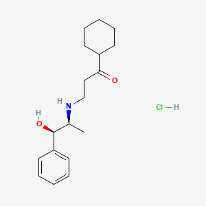 molecular formula C18H28ClNO2 B1666878 盐酸(R-(R*,S*))-1-环己基-3-((2-羟基-1-甲基-2-苯乙基)氨基)丙انون CAS No. 72913-80-5