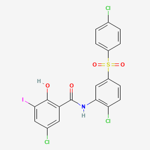 molecular formula C19H11Cl3INO4S B1666947 3-碘-5-氯-N-[2-氯-5-((4-氯苯基)磺酰)苯基]-2-羟基苯甲酰 CAS No. 315195-18-7