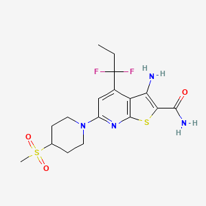 3-Amino-4-(1,1-difluoropropyl)-6-(4-methylsulfonylpiperidin-1-yl)thieno[2,3-b]pyridine-2-carboxamide