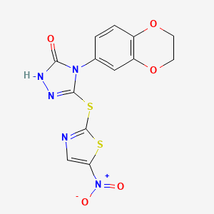 4-(2,3-Dihydrobenzo[b][1,4]dioxin-6-yl)-3-((5-nitrothiazol-2-yl)thio)-1H-1,2,4-triazol-5(4H)-one
