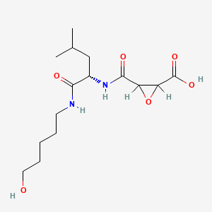 B1667010 Oxiranecarboxylic acid, 3-(((1-(((5-hydroxypentyl)amino)carbonyl)-3-methylbutyl)amino)carbonyl)- CAS No. 160825-48-9