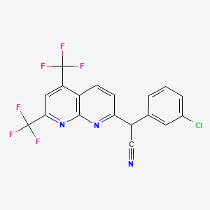 molecular formula C18H8ClF6N3 B1667025 2-[5,7-双(三氟甲基)-1,8-萘啶-2-基]-2-(3-氯苯基)丙腈 CAS No. 478043-30-0