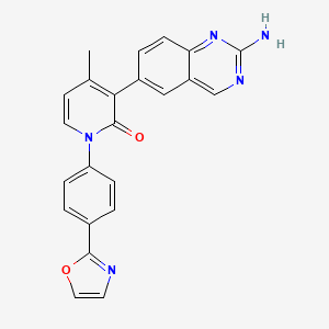 B1667033 3-(2-aminoquinazolin-6-yl)-4-methyl-1-(4-(oxazol-2-yl)phenyl)pyridin-2(1H)-one CAS No. 1003311-62-3
