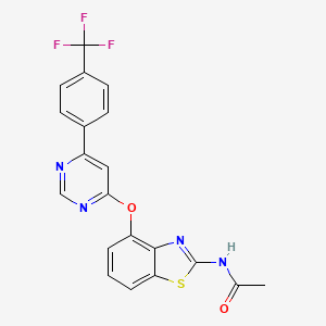 molecular formula C20H13F3N4O2S B1667036 N-(4-((6-(4-(三氟甲基)苯基)-4-嘧啶基)氧基)-2-苯并噻唑基)乙酰胺 CAS No. 659730-32-2