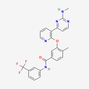 molecular formula C25H20F3N5O2 B1667046 4-甲基-3-((3-(2-(甲基氨基)嘧啶-4-基)吡啶-2-基)氧基)-N-(3-(三氟甲基)苯基)苯甲酰胺 CAS No. 870223-96-4