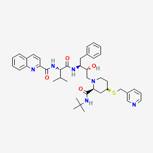 molecular formula C41H52N6O4S B1667064 N-[(1r)-1-{[(1s,2s)-1-苄基-3-{(2r,4s)-2-(叔丁基氨基羰基)-4-[(吡啶-3-基甲基)硫代]哌啶-1-基}-2-羟基丙基]氨基羰基}-2-甲基丙基]喹啉-2-甲酰胺 CAS No. 154612-31-4
