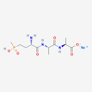 molecular formula C11H21N3NaO6P B1667066 钠；(2S)-2-[[(2S)-2-[[(2S)-2-氨基-4-[羟基(甲基)磷酰基]丁酰基]氨基]丙酰基]氨基]丙酸酯 CAS No. 71048-99-2