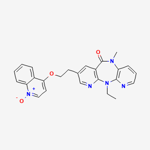 molecular formula C25H23N5O3 B1667070 6H-二吡啶并[3,2-b:2',3'-e][1,4]二氮杂卓-6-酮，11-乙基-5,11-二氢-5-甲基-8-[2-[(1-氧化-4-喹啉基)氧基]乙基]- CAS No. 380378-81-4