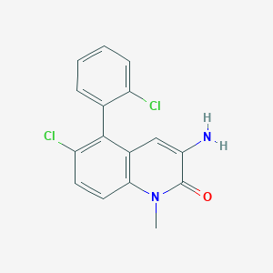 B1667110 3-Amino-6-chloro-5-(2-chlorophenyl)-1-methylquinolin-2-one CAS No. 76684-34-9