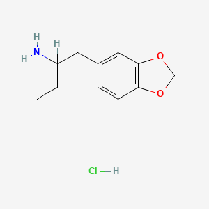 molecular formula C11H14ClNO3 B1667127 Phenethylamine, alpha-ethyl-3,4-methylenedioxy-, hydrochloride CAS No. 42542-07-4