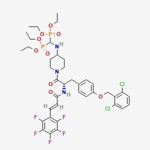 molecular formula C39H46Cl2F5N3O9P2 B1667128 Phosphonic acid, P,P'-(((1-((2S)-3-(4-((2,6-dichlorophenyl)methoxy)phenyl)-1-oxo-2-((1-oxo-3-(2,3,4,5,6-pentafluorophenyl)-2-propen-1-yl)amino)propyl)-4-piperidinyl)amino)methylene)bis-, P,P,P',P'-tetraethyl ester CAS No. 1070966-97-0