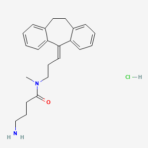 molecular formula C23H29ClN2O B1667129 Butanamide, 4-amino-N-(3-(10,11-dihydro-5H-dibenzo(a,d)cyclohepten-5-ylidene)propyl)-N-methyl-, hydrochloride (1:1) CAS No. 1002331-76-1