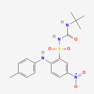 B1667143 Benzenesulfonamide, N-(((1,1-dimethylethyl)amino)carbonyl)-2-((4-methylphenyl)amino)-5-nitro- CAS No. 284464-83-1