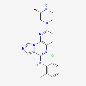 molecular formula C21H22ClN7 B1667195 Imidazo(1,5-a)pyrido(3,2-E)pyrazin-6-amine, N-(2-chloro-6-methylphenyl)-2-((3S)-3-methyl-1-piperazinyl)- CAS No. 240814-54-4