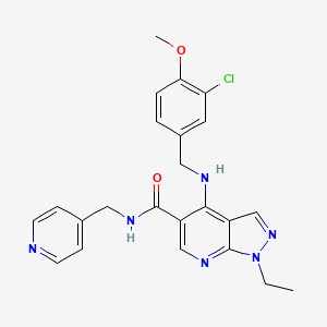 molecular formula C23H23ClN6O2 B1667196 4-[[(3-Chloro-4-methoxyphenyl)methyl]amino]-1-ethyl-n-(4-pyridinylmethyl)-1h-pyrazolo[3,4-b]pyridine-5-carboxamide CAS No. 261769-44-2