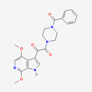 molecular formula C22H22N4O5 B1667215 1-(4-苯甲酰哌嗪-1-基)-2-(4,7-二甲氧基-1H-吡咯并[2,3-c]吡啶-3-基)乙烷-1,2-二酮 CAS No. 452296-83-2